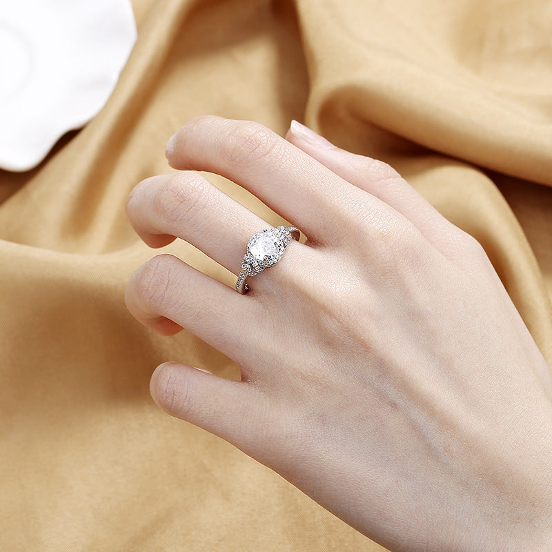 Fashionable Diamond-Encrusted Zircon Cross Ring For Women
