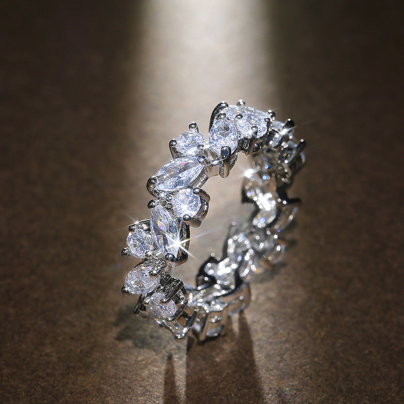 Fashionable Water Drop Full Diamond Ring For Women