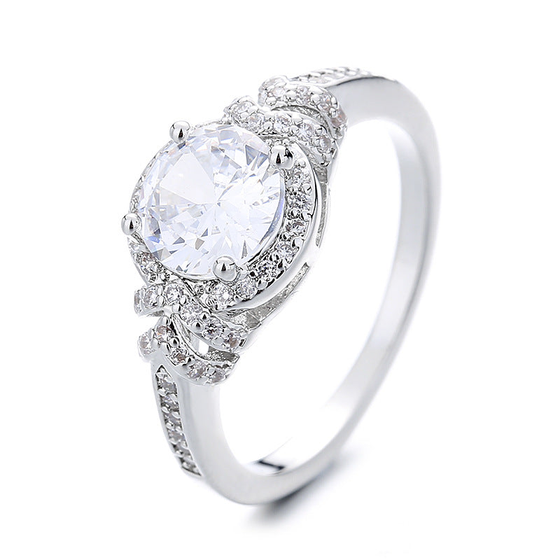 Fashionable Diamond-Encrusted Zircon Cross Ring For Women