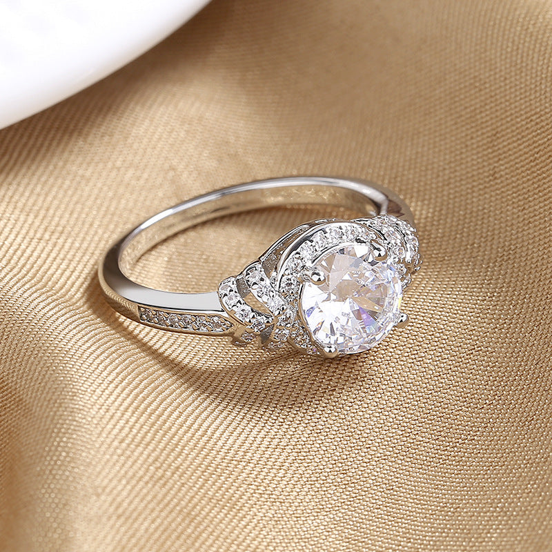 Fashionable Diamond-Encrusted Zircon Cross Ring For Women
