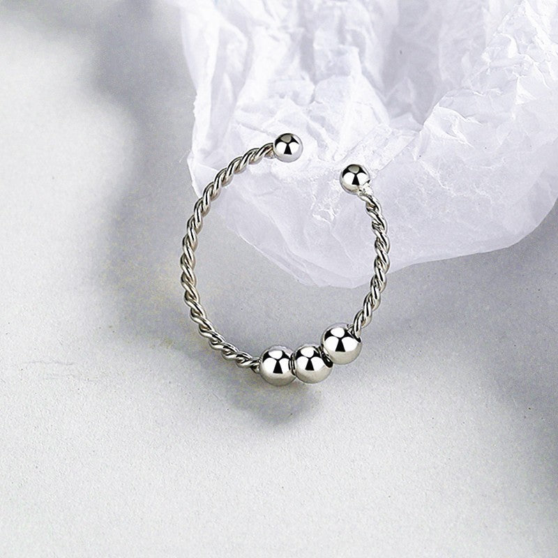 Womens Double-Layer Rotating Ball Ring