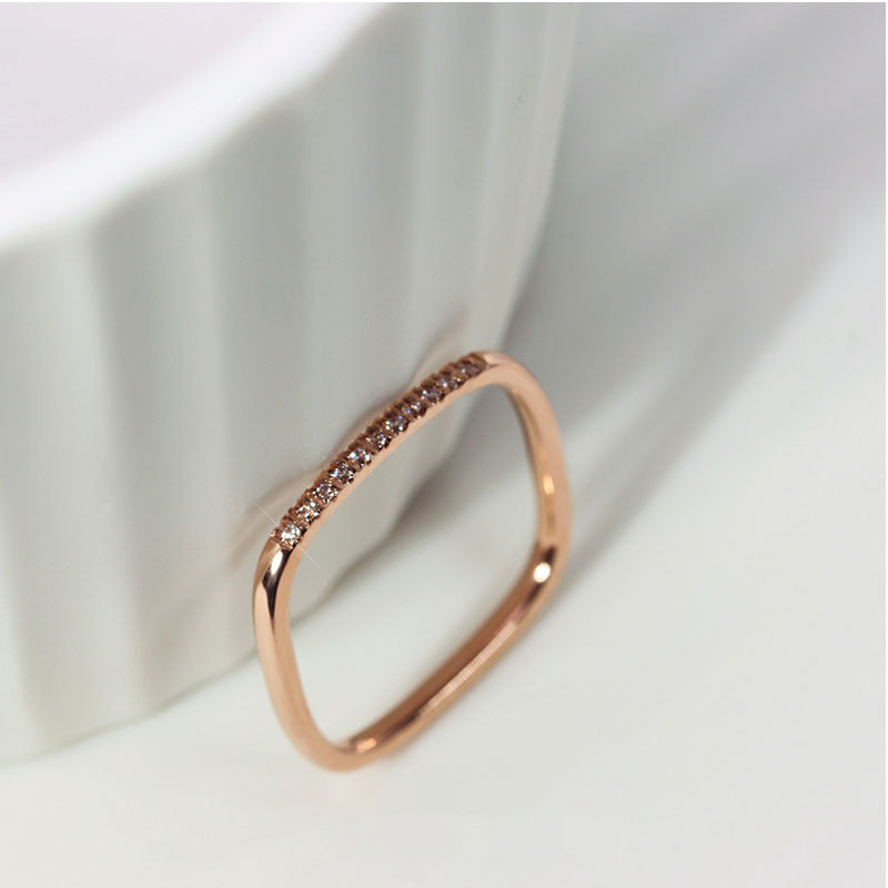 Simple Micro-Inlaid Diamond Titanium Steel Ring