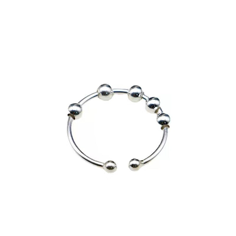 Womens Double-Layer Rotating Ball Ring
