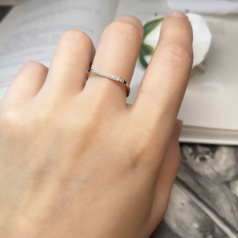 Simple Micro-Inlaid Diamond Titanium Steel Ring