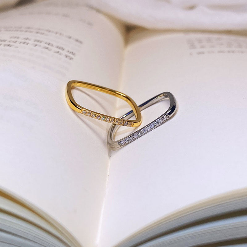 Simple Micro-Inlaid Diamond Titanium Steel Ring