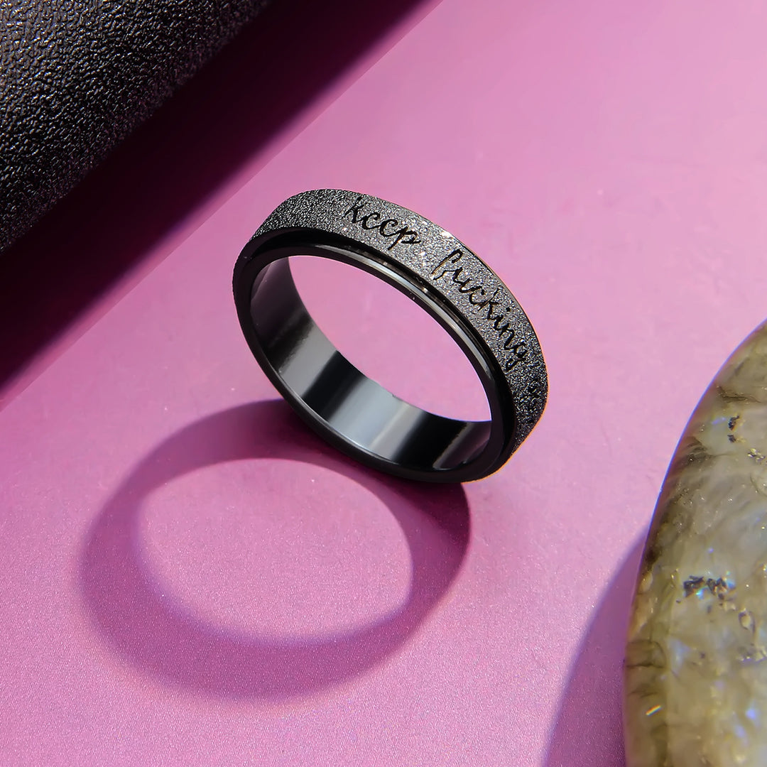 6mm Titanium Steel Ring, Sandblasted Finish, Hand Jewelry
