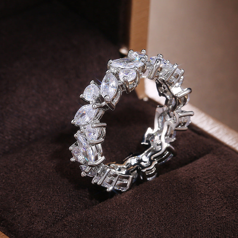 Fashionable Water Drop Full Diamond Ring For Women