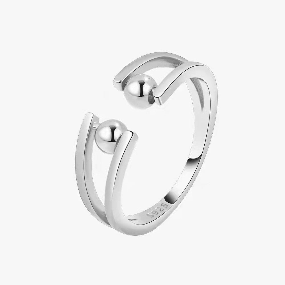 Womens Double-Layer Rotating Ball Ring