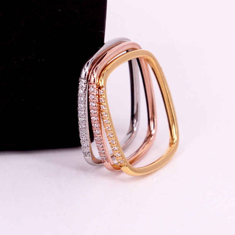 Simple Micro-Inlaid Diamond Titanium Steel Ring