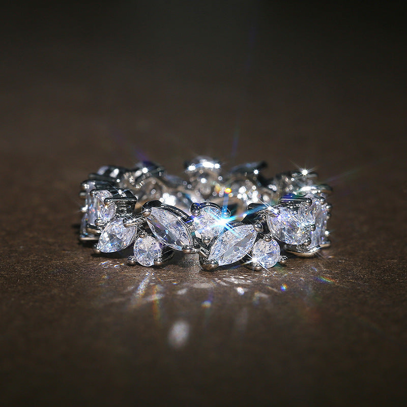 Fashionable Water Drop Full Diamond Ring For Women