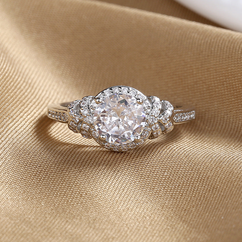 Fashionable Diamond-Encrusted Zircon Cross Ring For Women