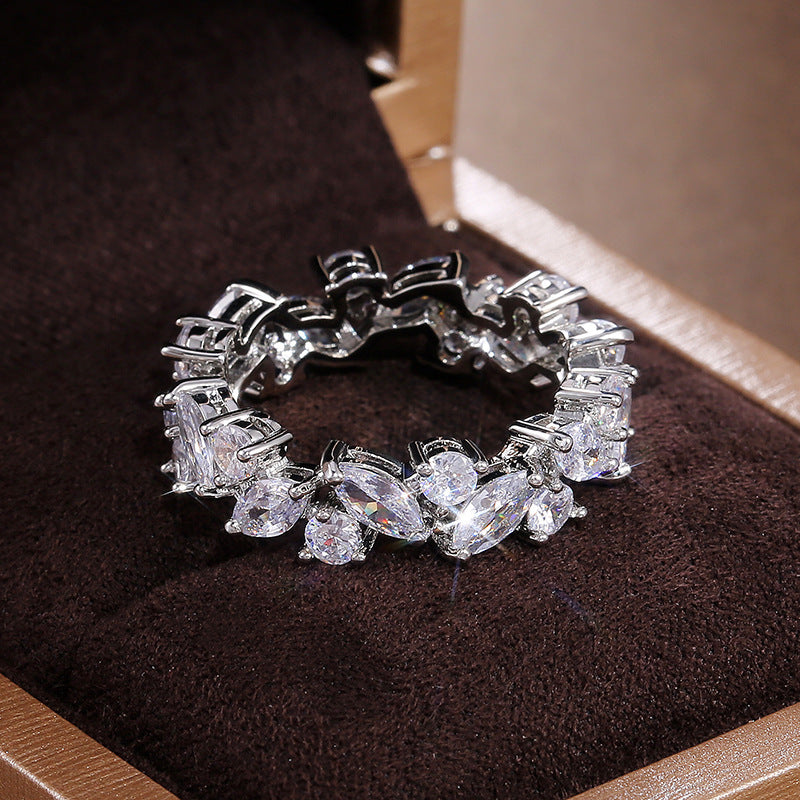 Fashionable Water Drop Full Diamond Ring For Women