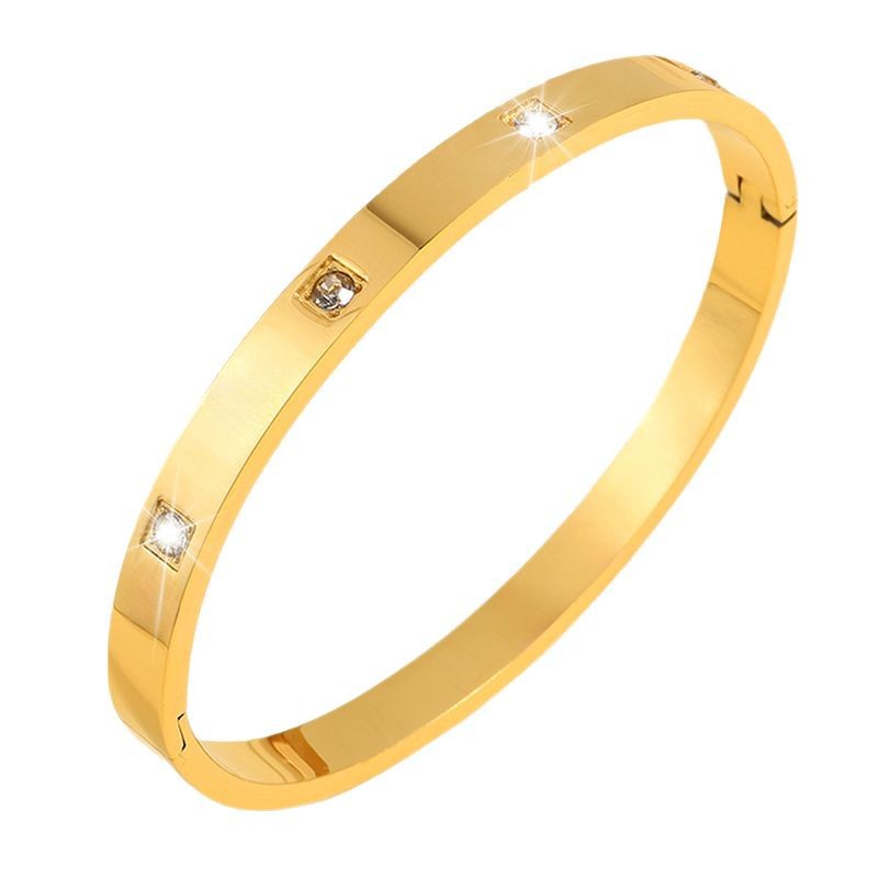 Titanium Steel Square Four-stone Non-fading Stainless Steel Bracelet