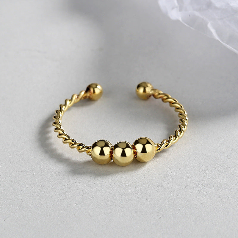 Womens Double-Layer Rotating Ball Ring