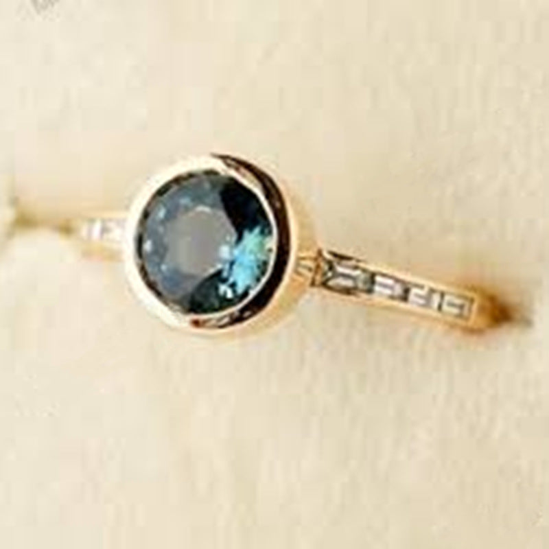 Olive Green Diamond Minimalist Womens Ring